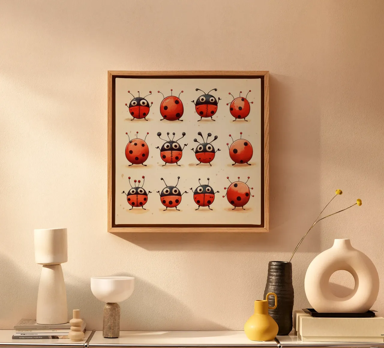 Retro Ladybug Gang tela con Cornice a cassetta da Funny Animals