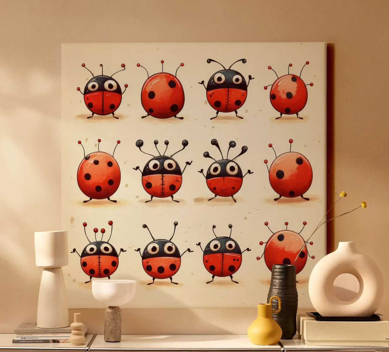 Retro Ladybug Gang tela con Cornice a cassetta da Funny Animals