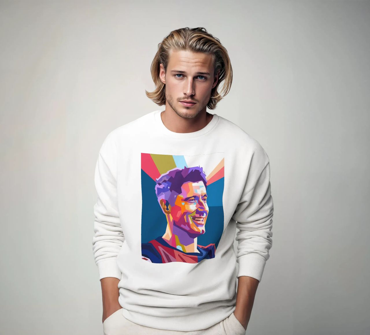 Ritratto pop art di Robert Lewandowski felpa da Hantamrata