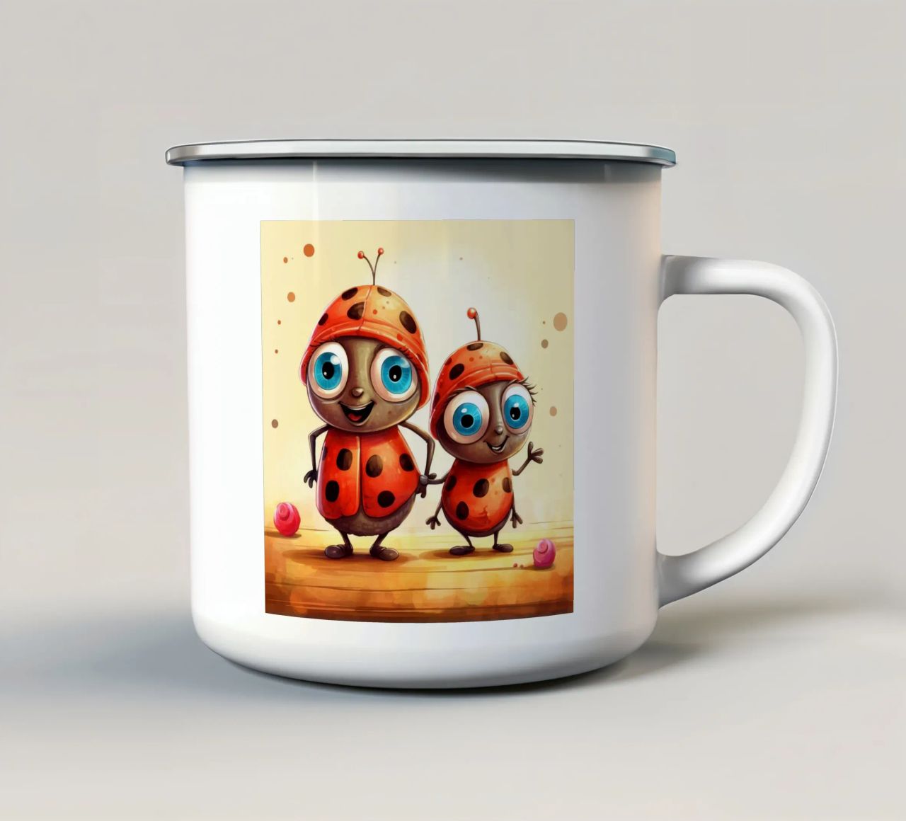Retro Ladybug Duo tazza in smalto da Funny Animals