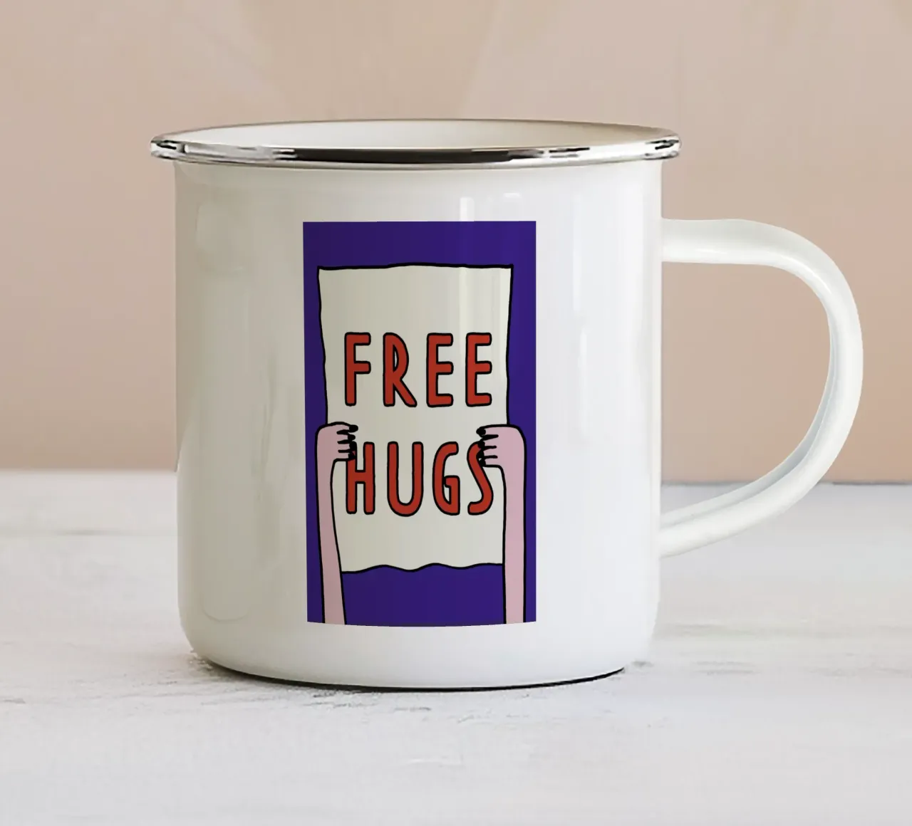 Free Hugs tazza in smalto da thesoulhugclub