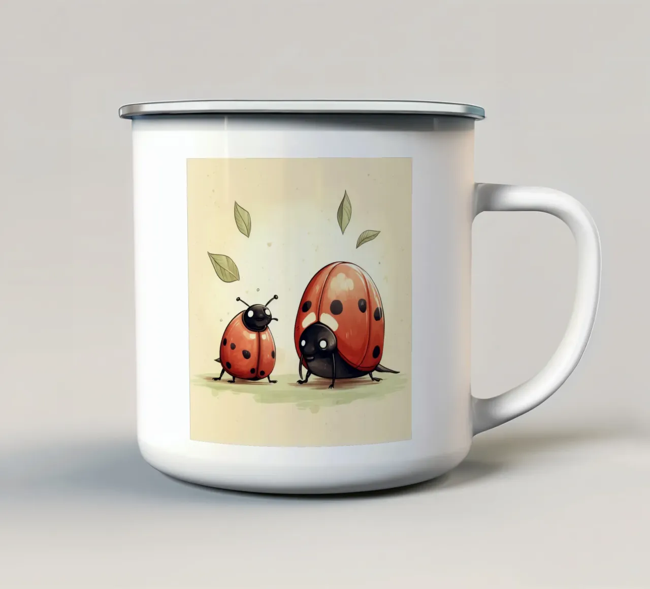 Retro Ladybug Duo tazza in smalto da Funny Animals