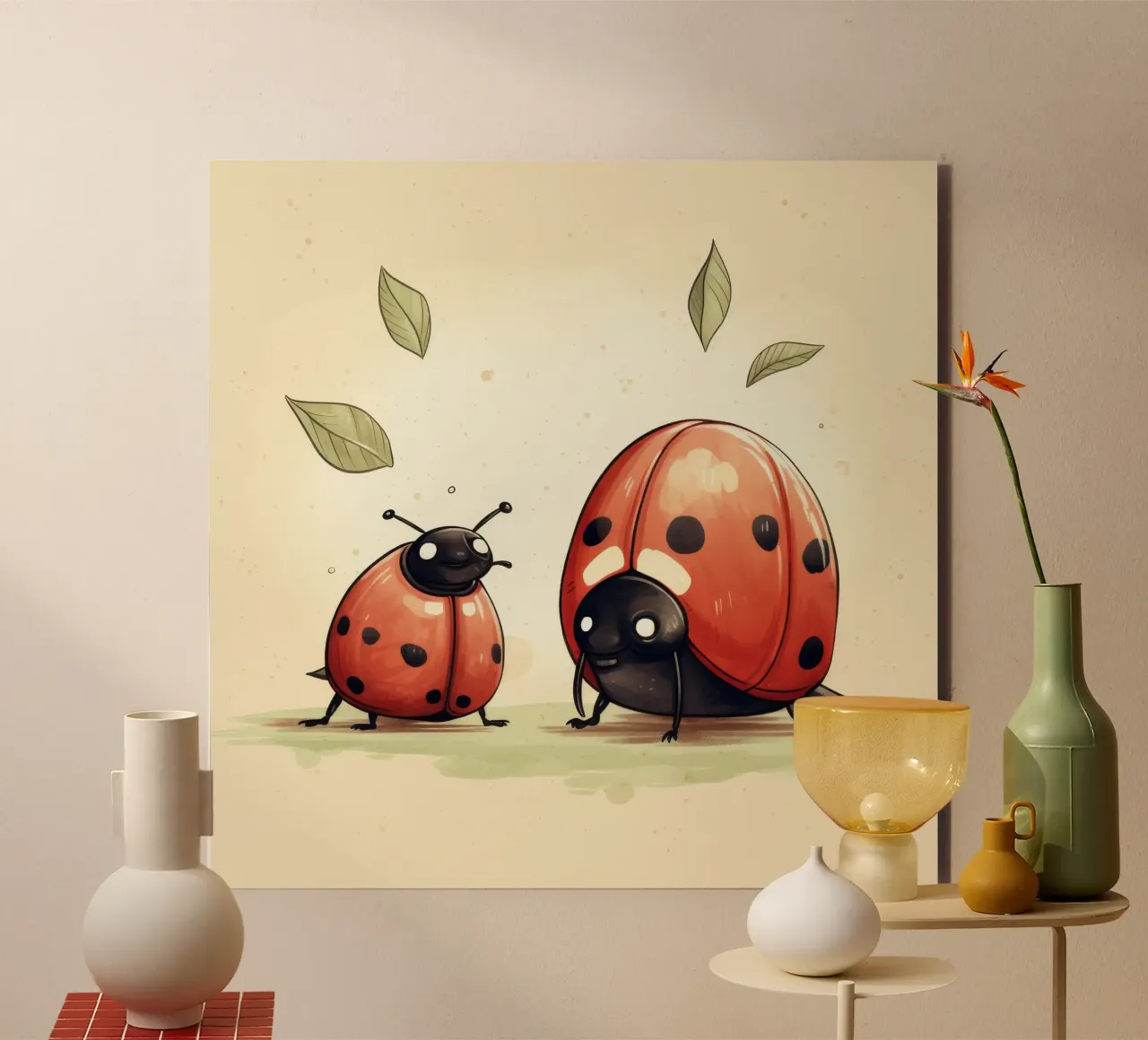 Retro Marienkäfer Duo Forex-Platte von Funny Animals
