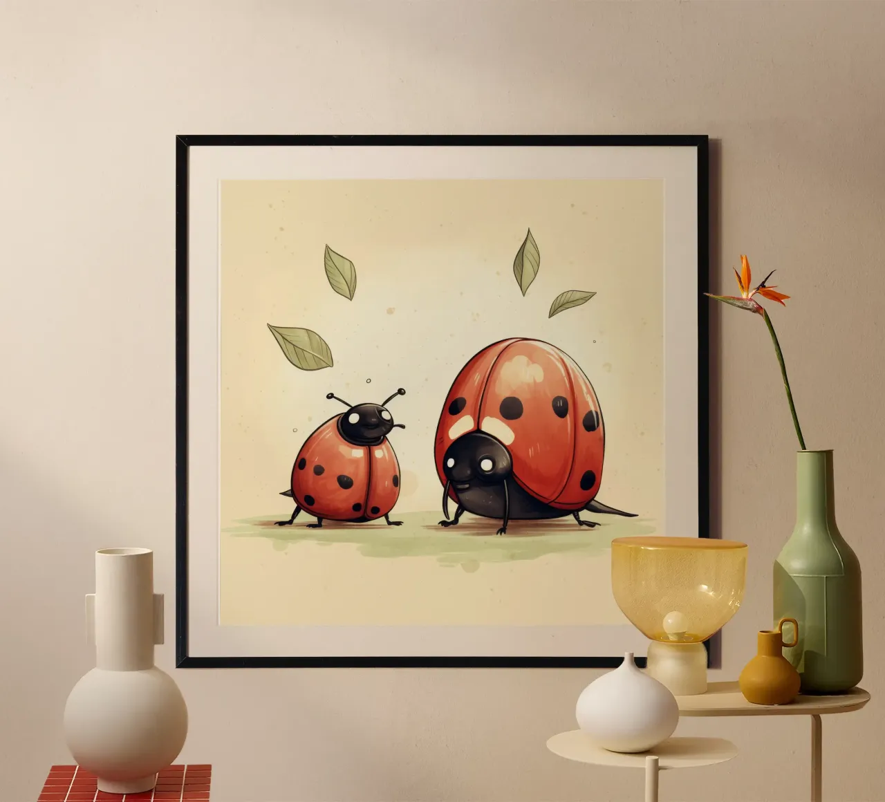 Retro Marienkäfer Duo Poster von Funny Animals