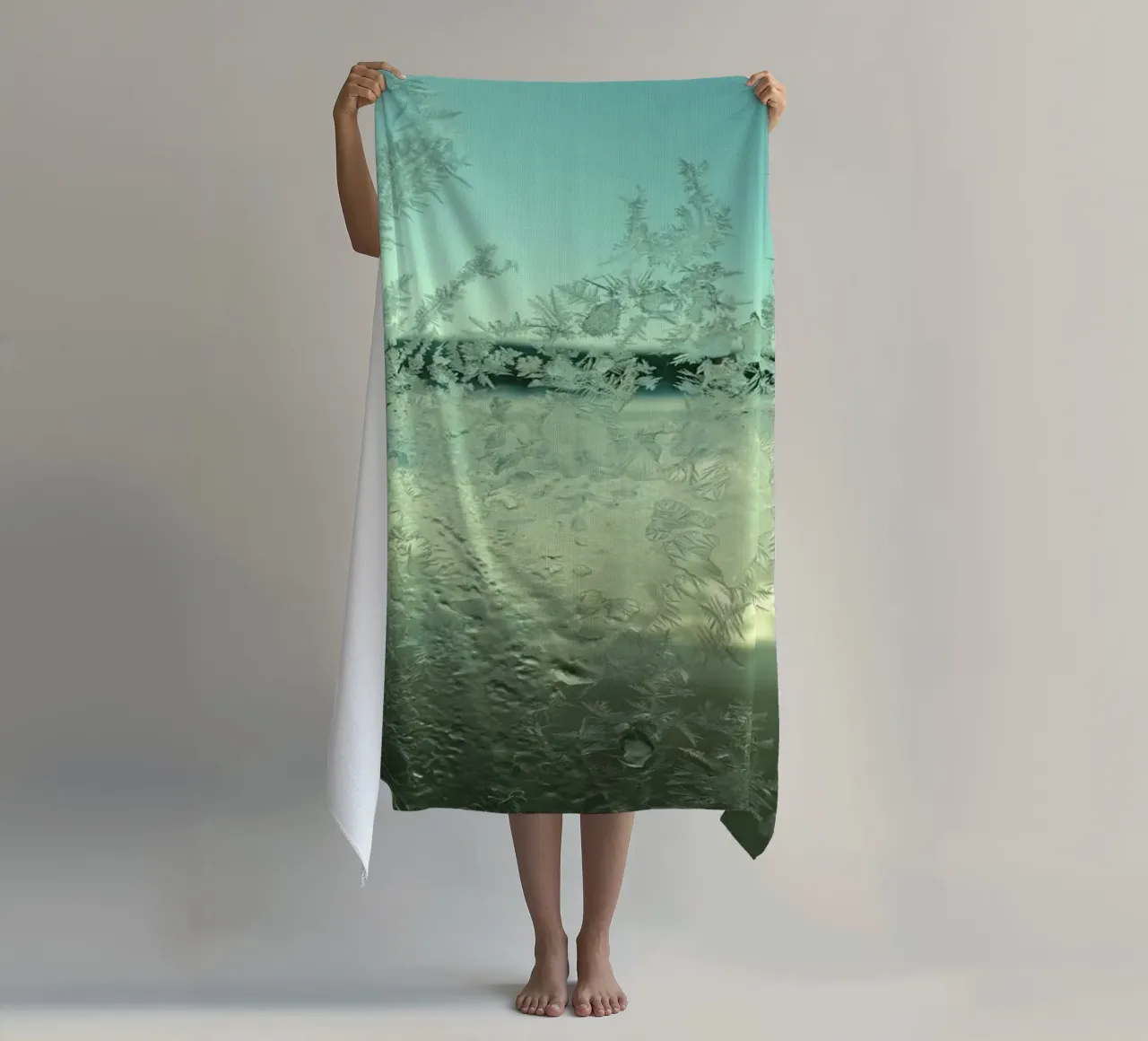 Winter window beach towel by Massimo Frascogna
