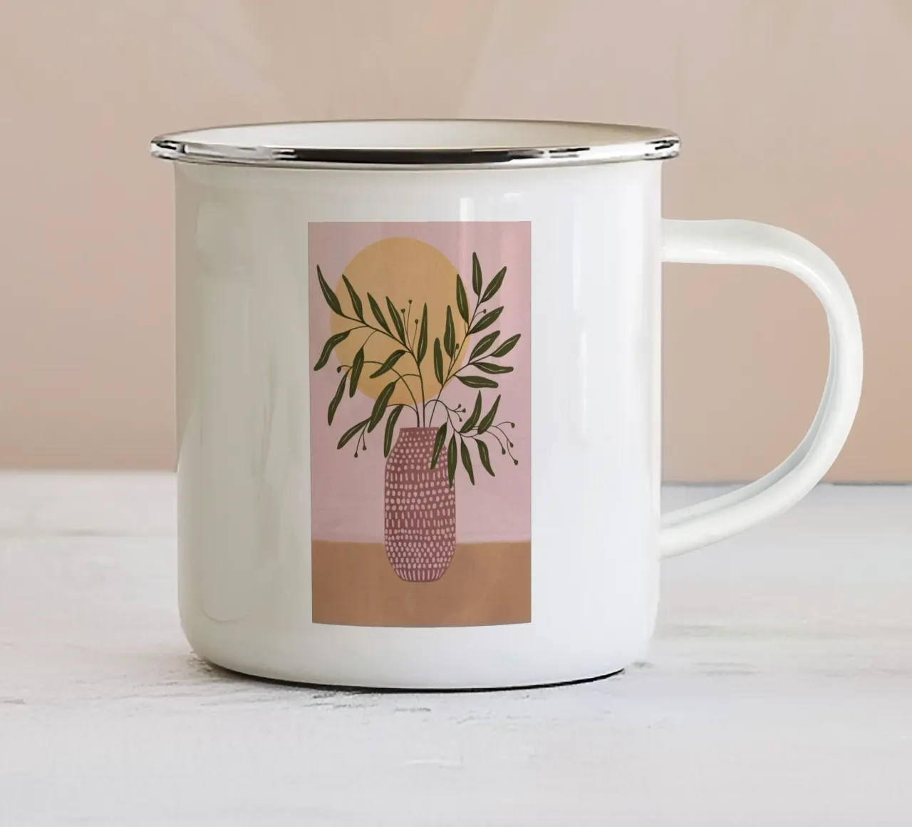Olive Branch taza de esmalte de Laura Graves