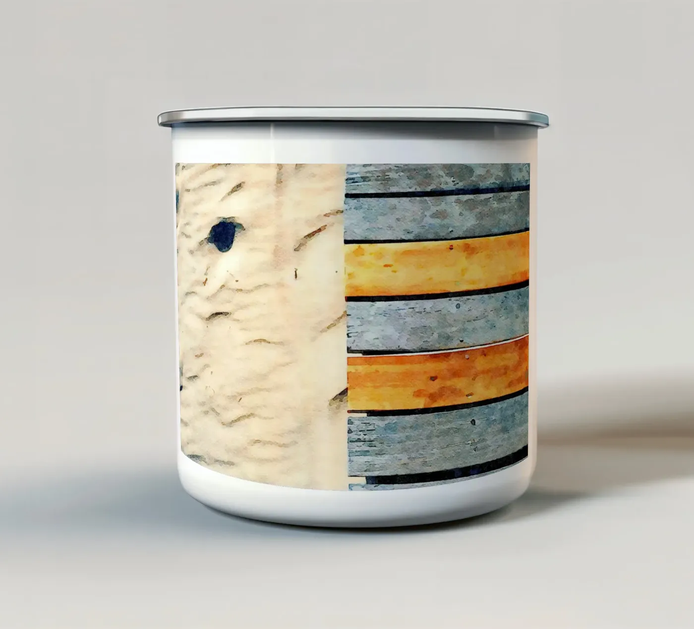 Buzzer enamel mug by Massimo Frascogna