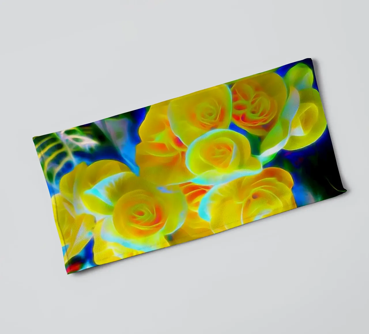 Yellow flowers towel by Massimo Frascogna
