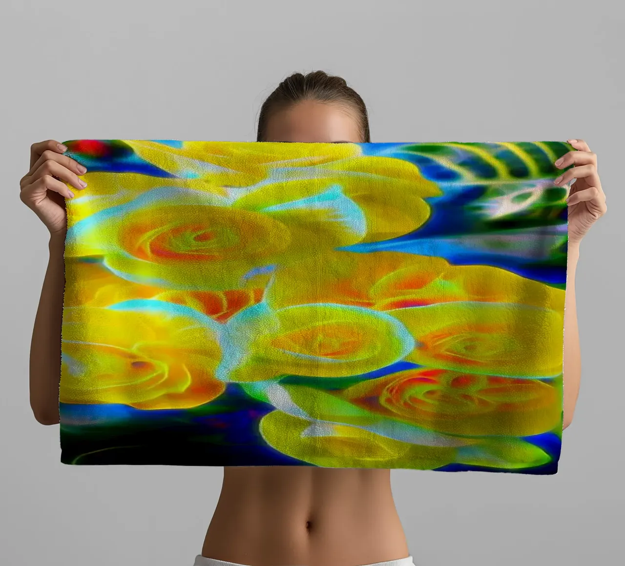 Yellow flowers towel by Massimo Frascogna