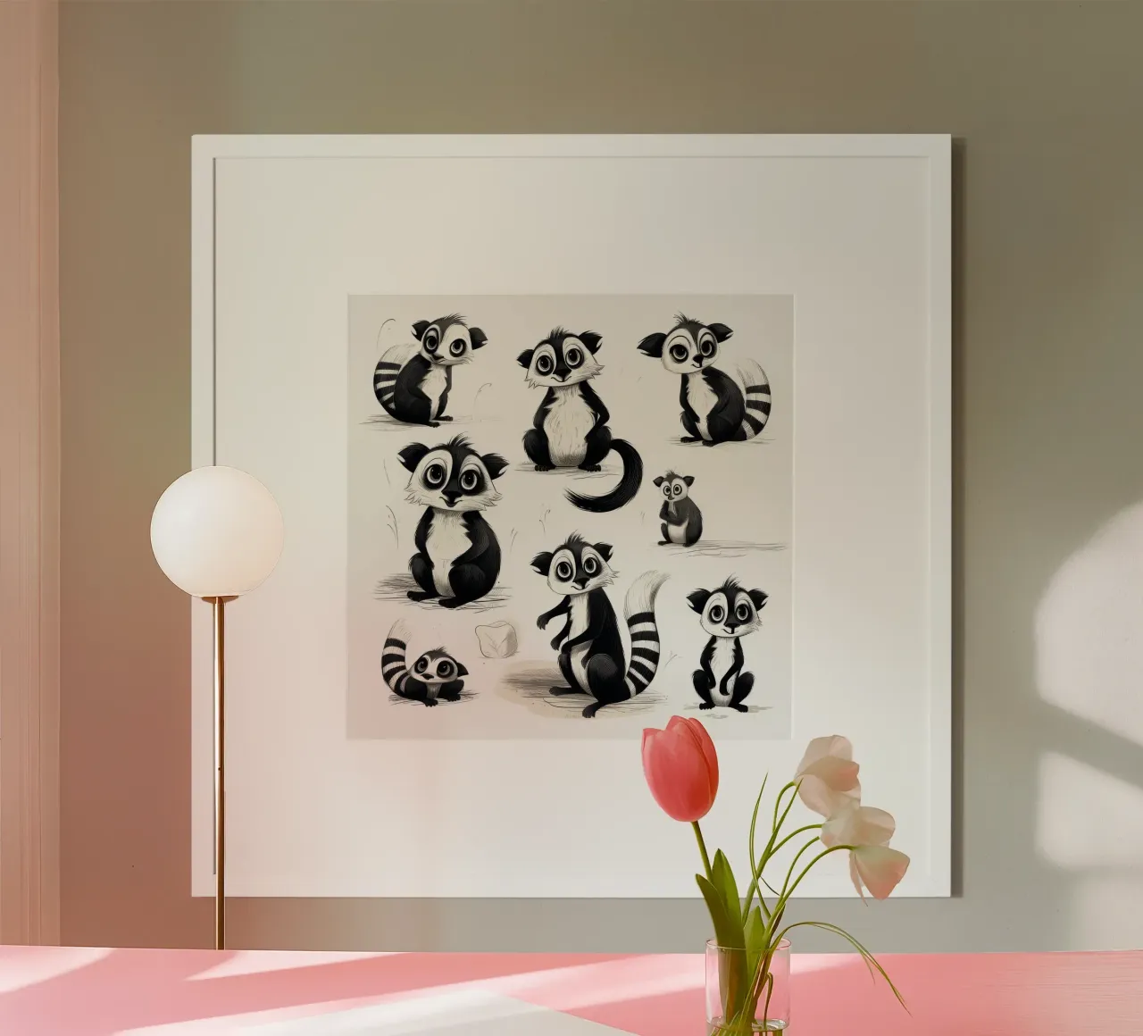 La banda dei lemuri retrò poster con telaio in plastica da Funny Animals