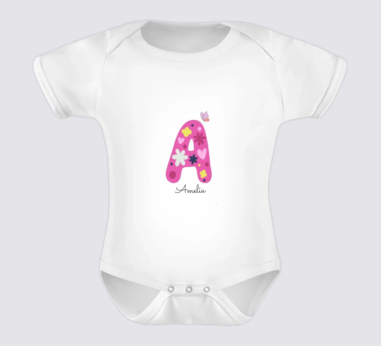 Lettrage floral ludique body bébé de Doodle Dreams Art