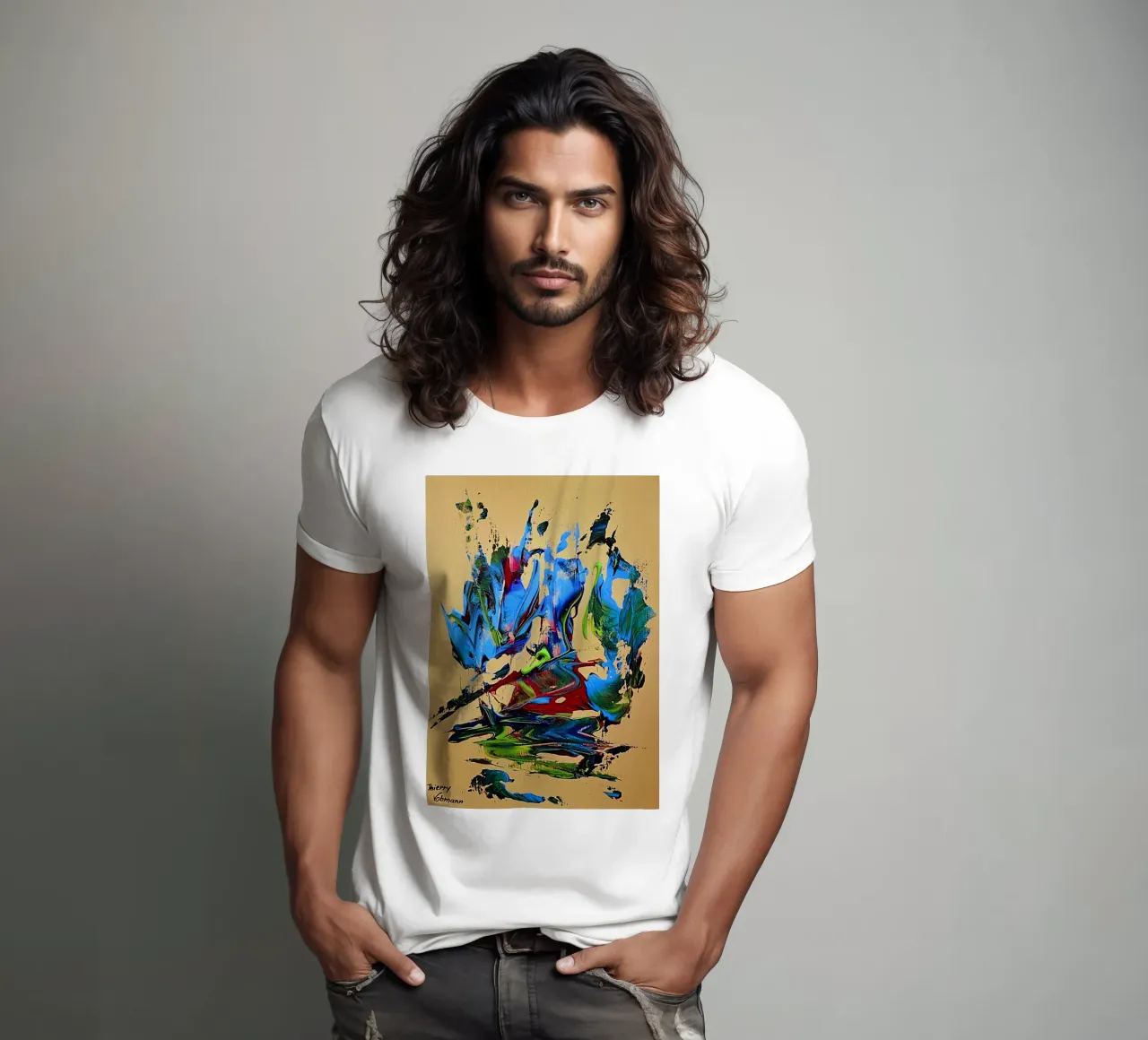 MESSAGE FROM THE HEART 10. t-shirt de Thierry Vobmann Abstract painting