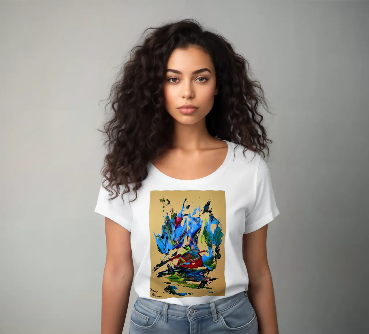 MESSAGE FROM THE HEART 10. women's fitted t-shirt by Thierry Vobmann Abstract painting