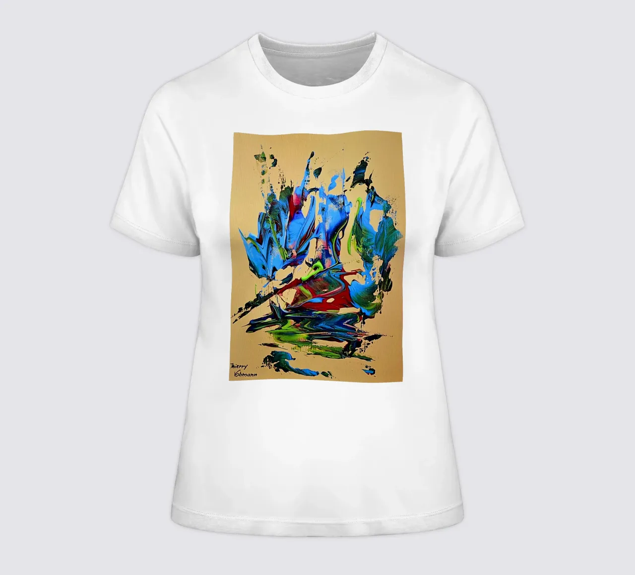 MESSAGE FROM THE HEART 10. women's fitted t-shirt by Thierry Vobmann Abstract painting