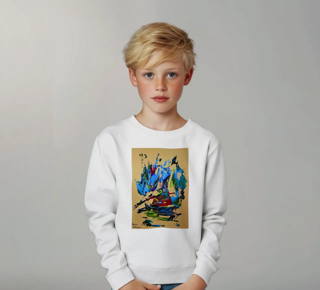 MESSAGE FROM THE HEART 10. Kinder Sweatshirt von Thierry Vobmann Abstract painting