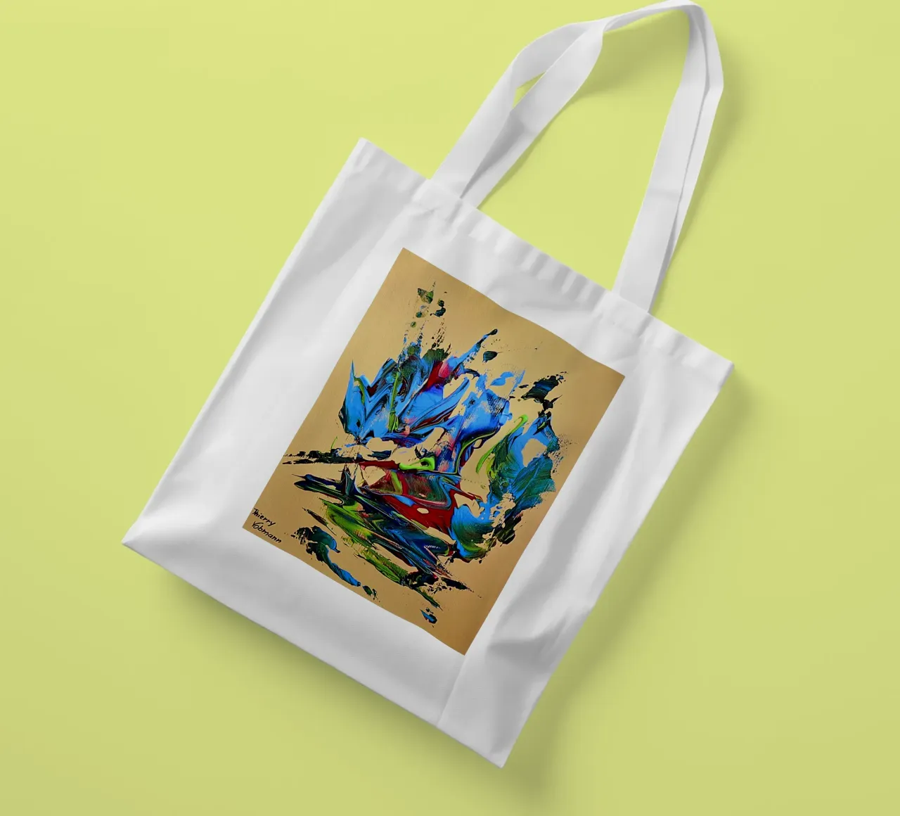 MESSAGE FROM THE HEART 10. borsa in juta da Thierry Vobmann Abstract painting