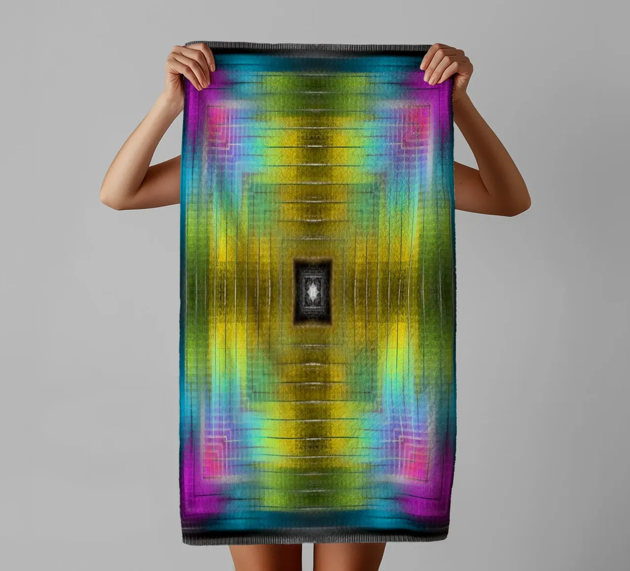 Kaleidoscope cross of colour spectra towel by Gürsel Yesil Digital Art