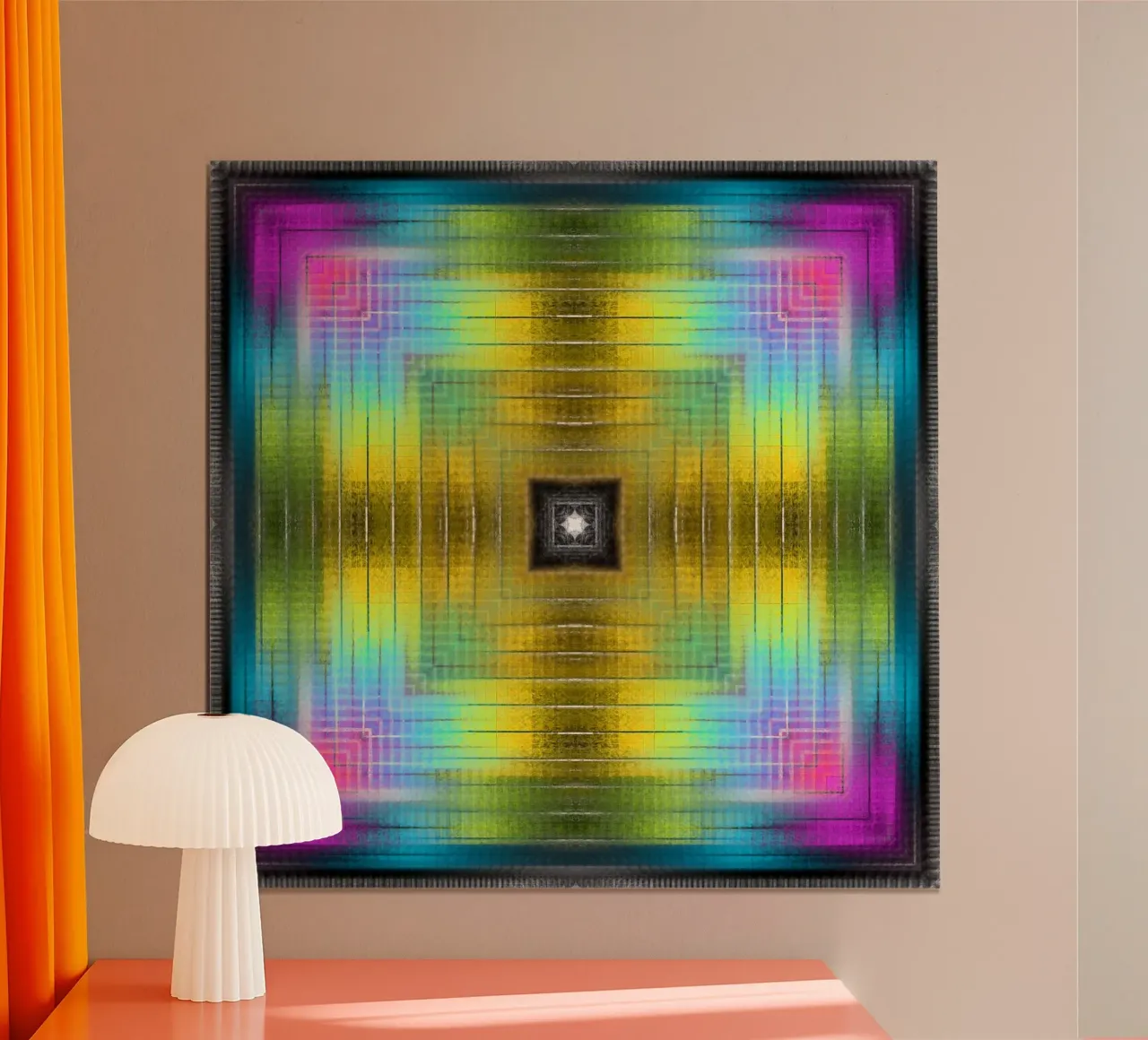 Caleidoscopio incrociato di spettri di colore poster con telaio in alluminio da Gürsel Yesil Digital Art