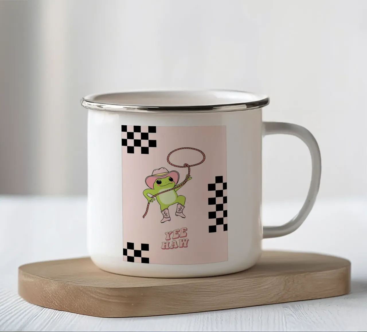 Country frog tazza in smalto da CreativeCreature