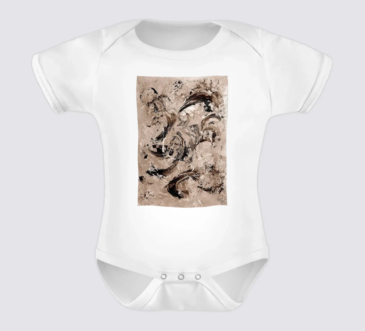 SEPIA 54 short-sleeve baby romper by Thierry Vobmann Abstract painting
