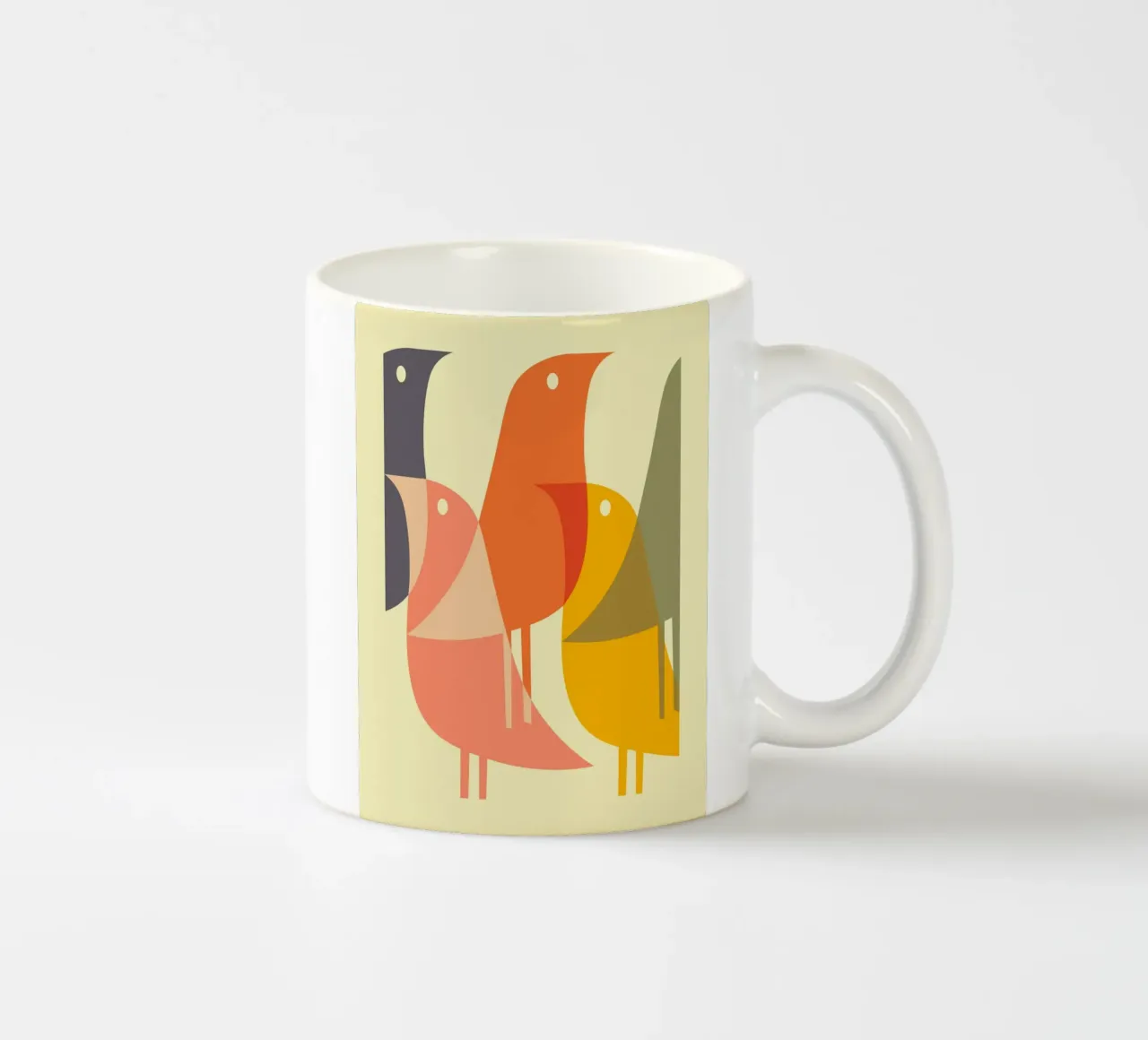 Bird Print - Geometric Art | Pop Culture Print | Mid Century tazza in ceramica da Jaffa Orange