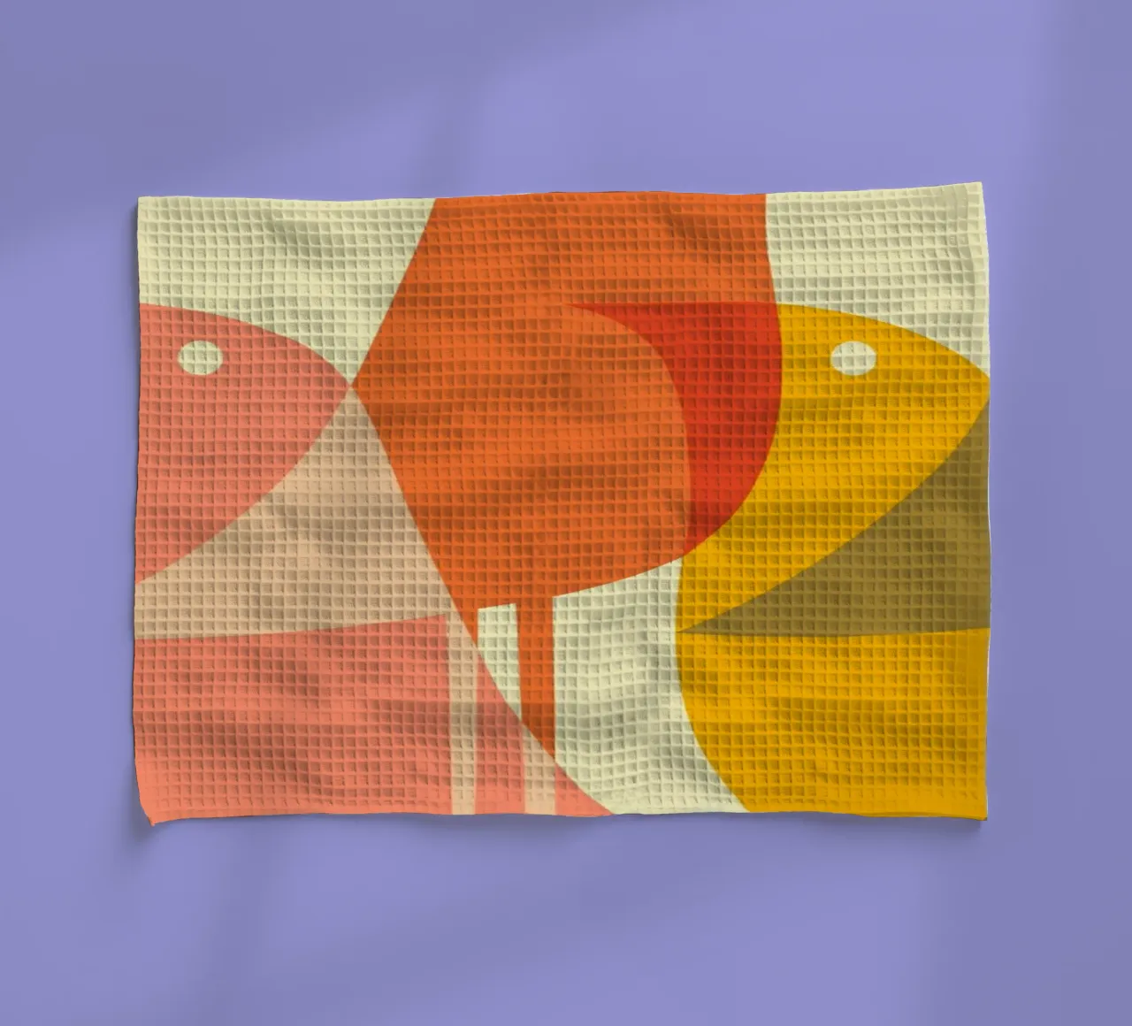 Bird Print - Geometric Art | Pop Culture Print | Mid Century theedoek van Jaffa Orange