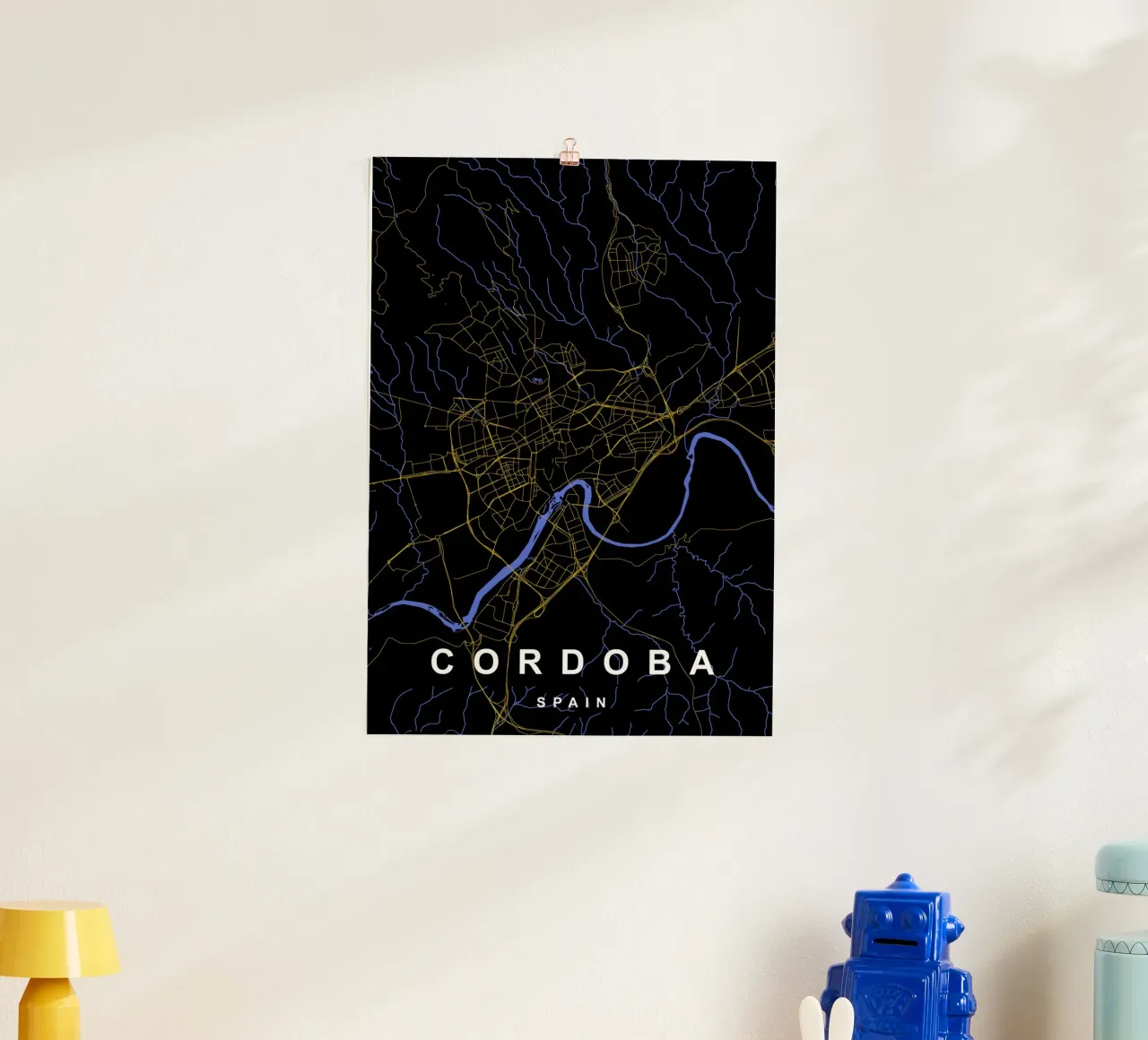 Cordoba Spagna - Mappa della città in nero e oro carta hahnemühle da Cartographers Library