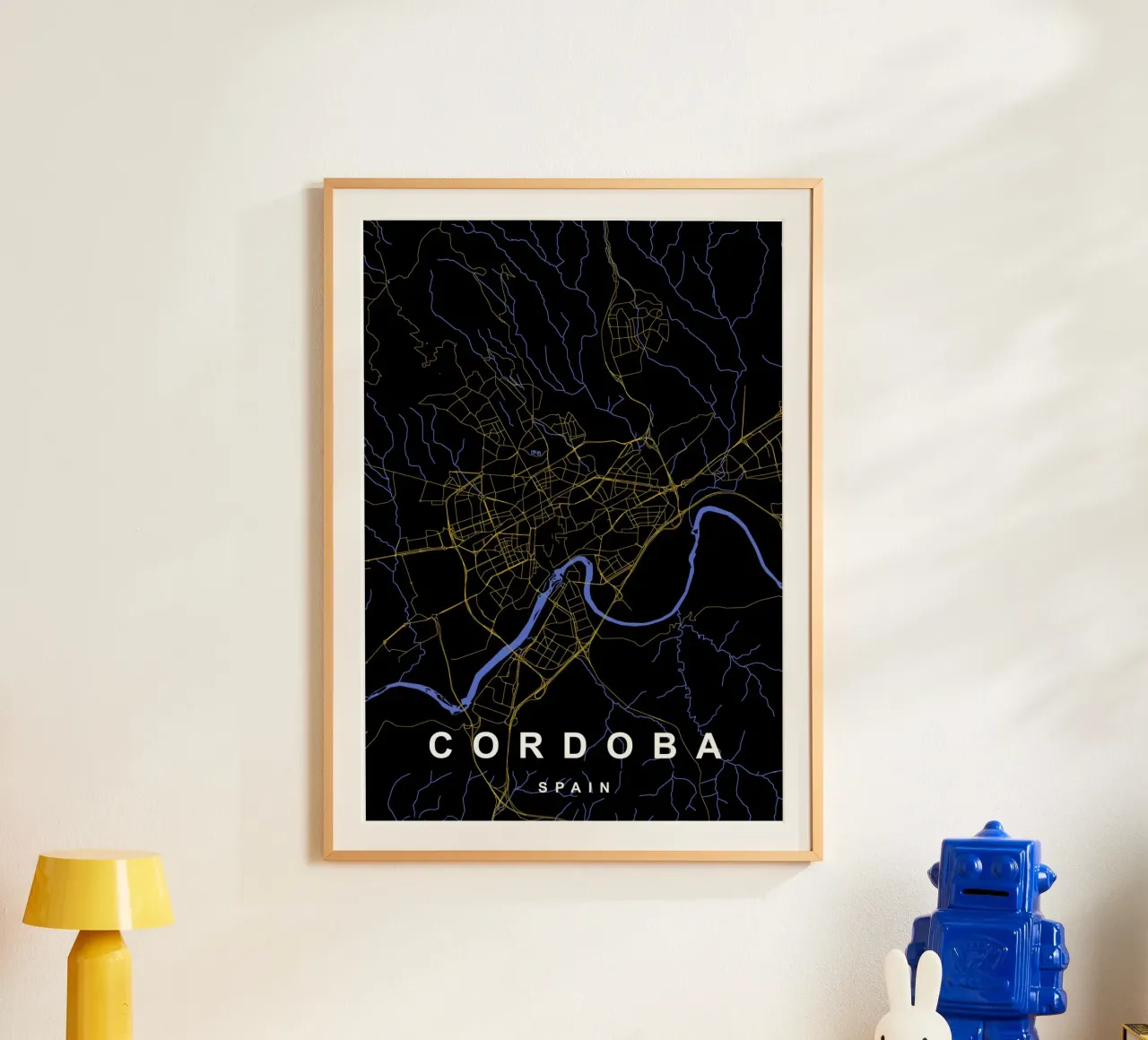 Cordoba Spagna - Mappa della città in nero e oro carta hahnemühle da Cartographers Library