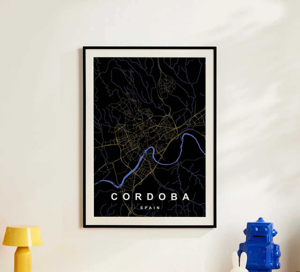 Cordoba Spagna - Mappa della città in nero e oro carta hahnemühle da Cartographers Library