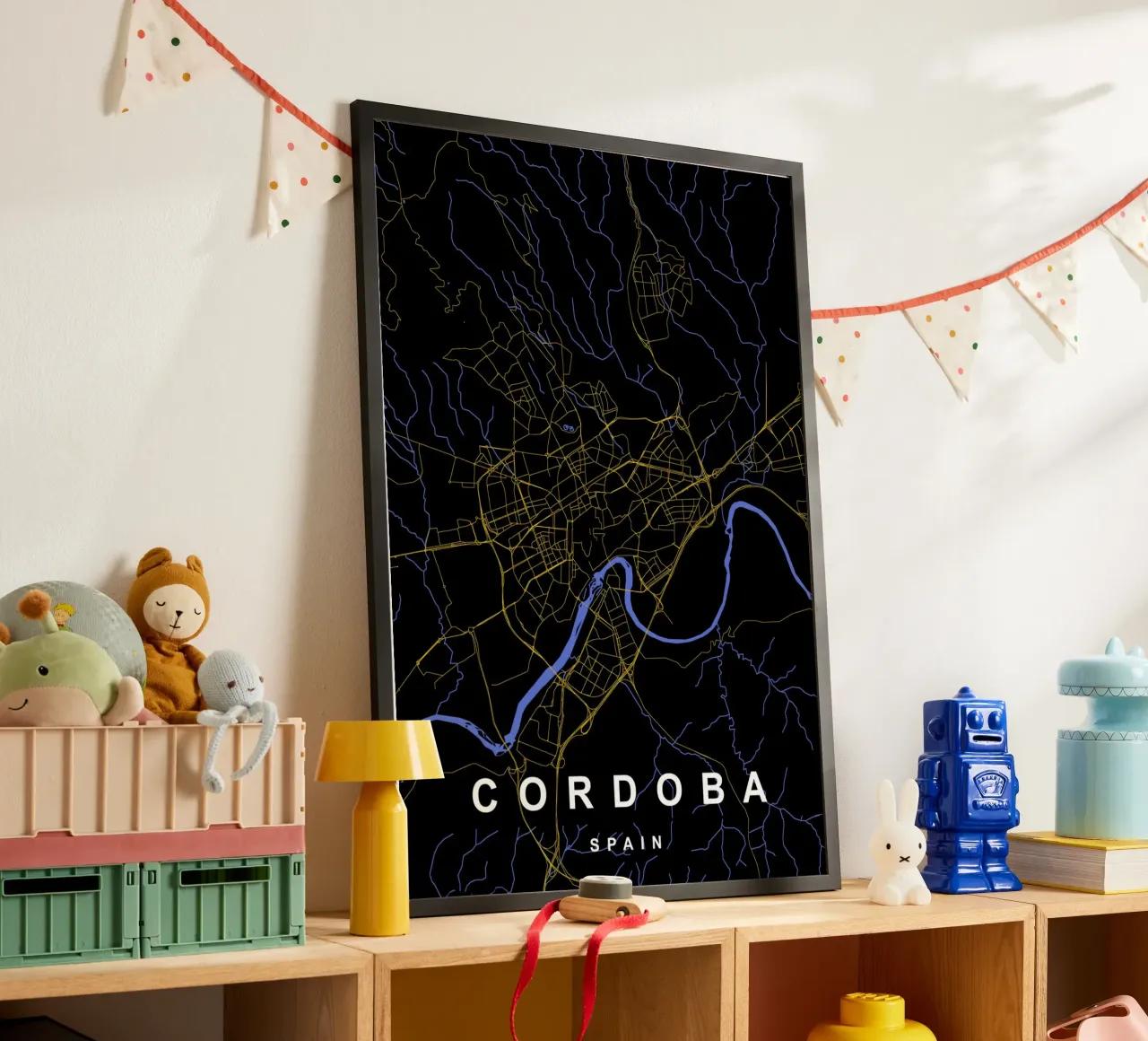 Cordoba Spagna - Mappa della città in nero e oro carta hahnemühle da Cartographers Library