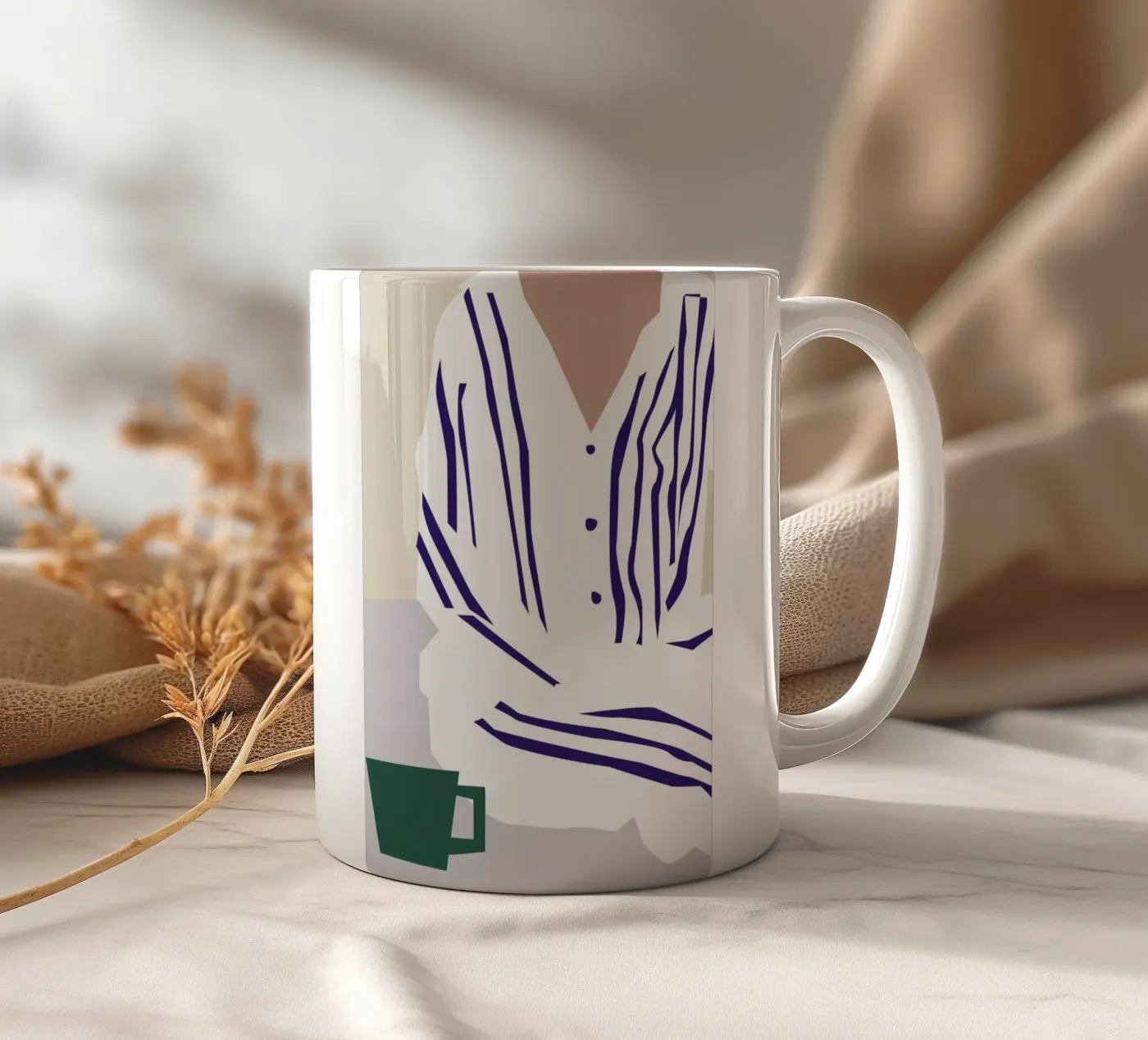 PJ ceramic mug by Helena Ravenne