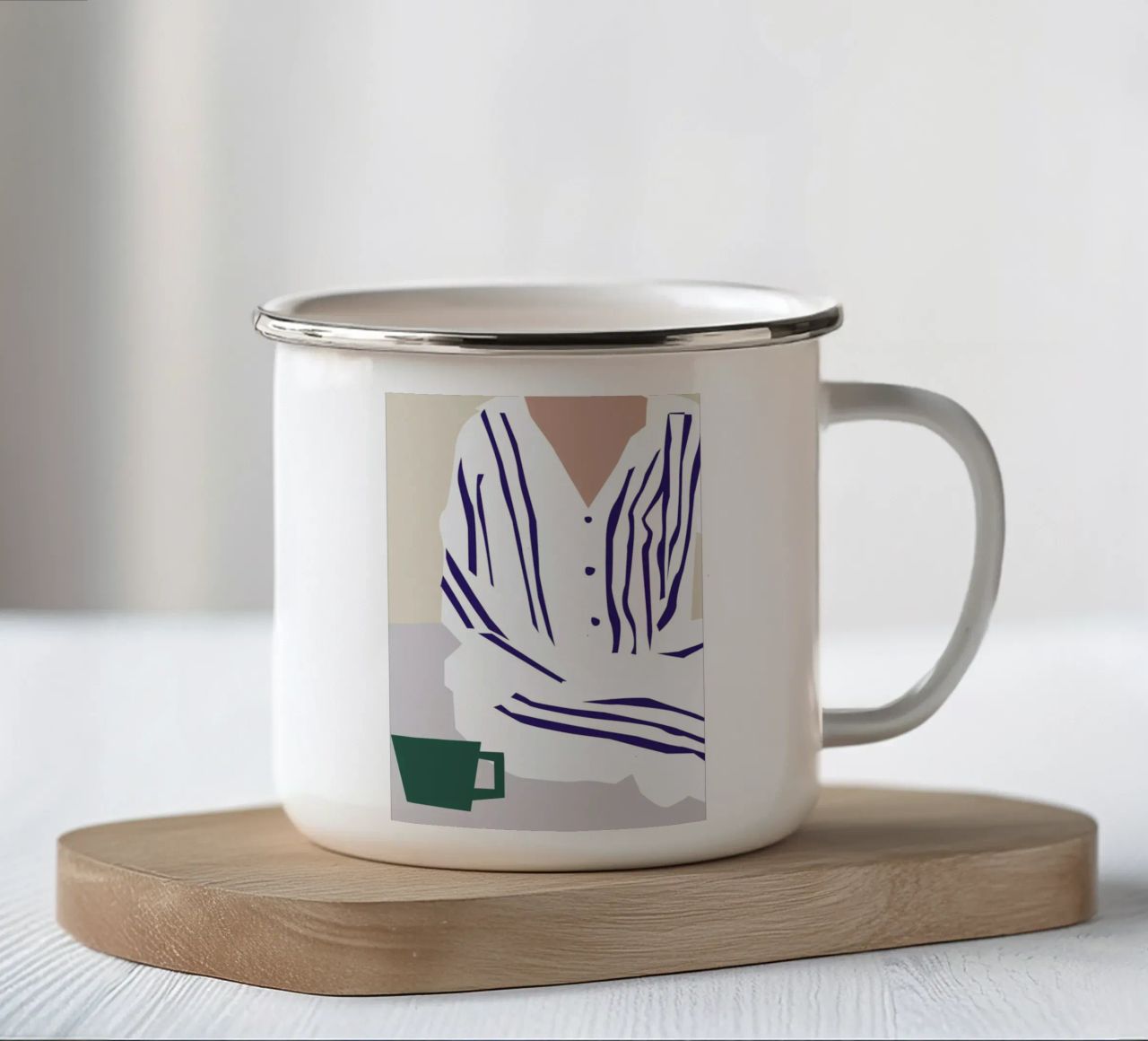 PJ tazza in smalto da Helena Ravenne