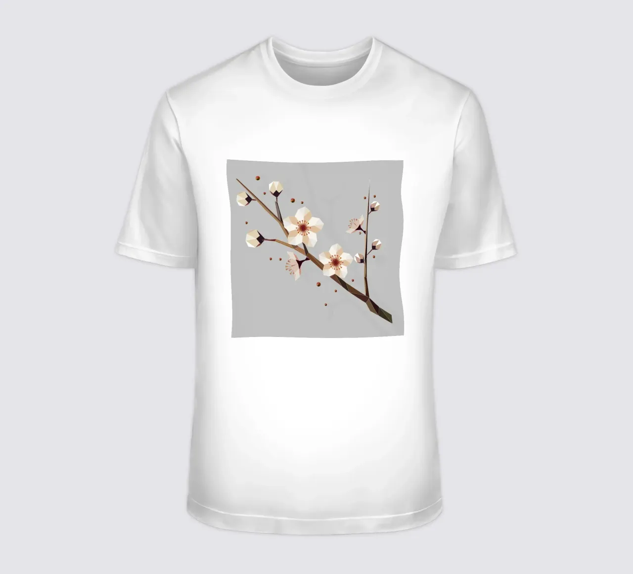 Plum blossom branch - Delicate elegance in geometric form t-shirt by namosh