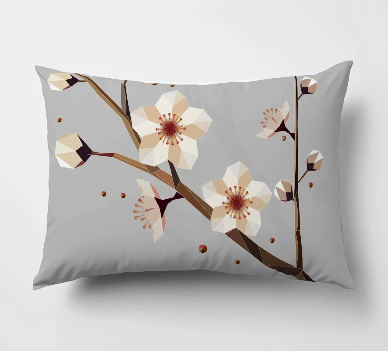 Plum blossom branch - Delicate elegance in geometric form decorative cushion by namosh