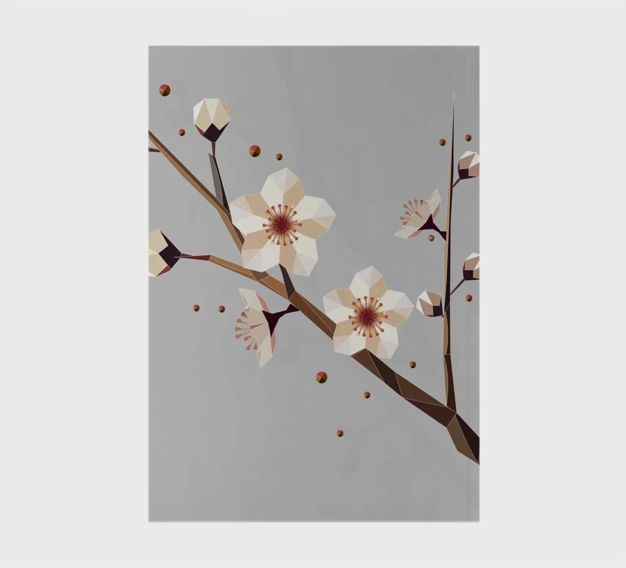 Plum blossom branch - Delicate elegance in geometric form notebook by namosh