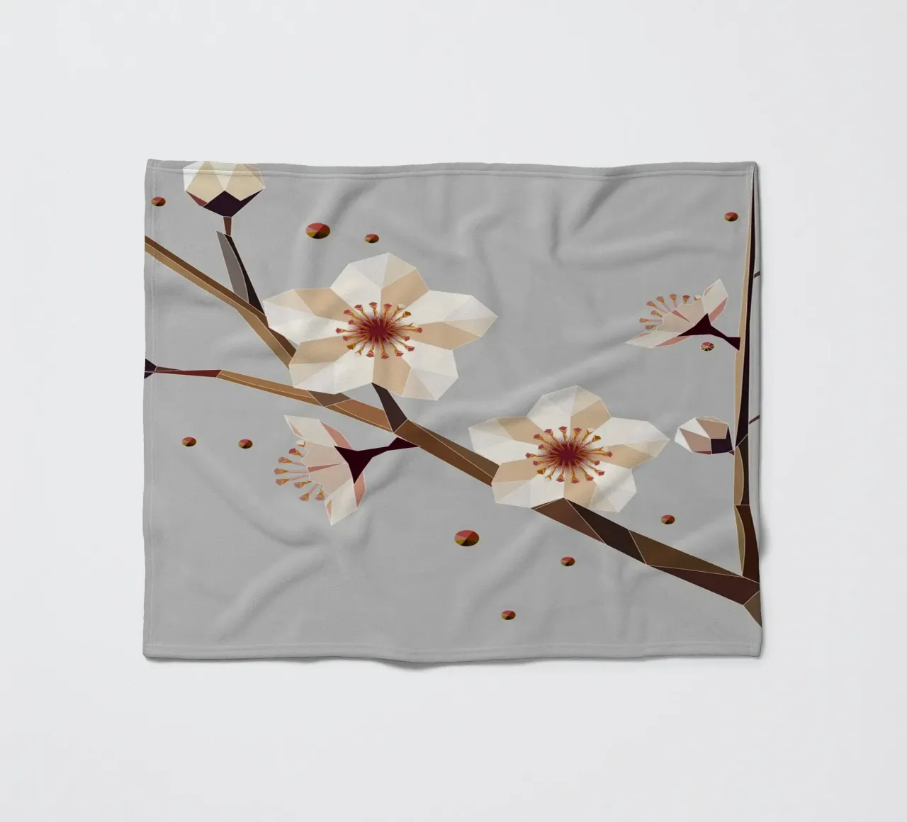 Plum blossom branch - Delicate elegance in geometric form fleece blanket by namosh