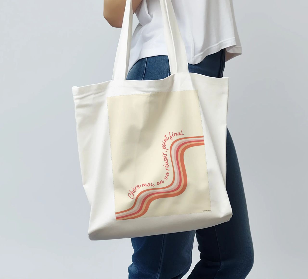 Chère moi, on va réussir, point final. borsa in juta da Studio Luana