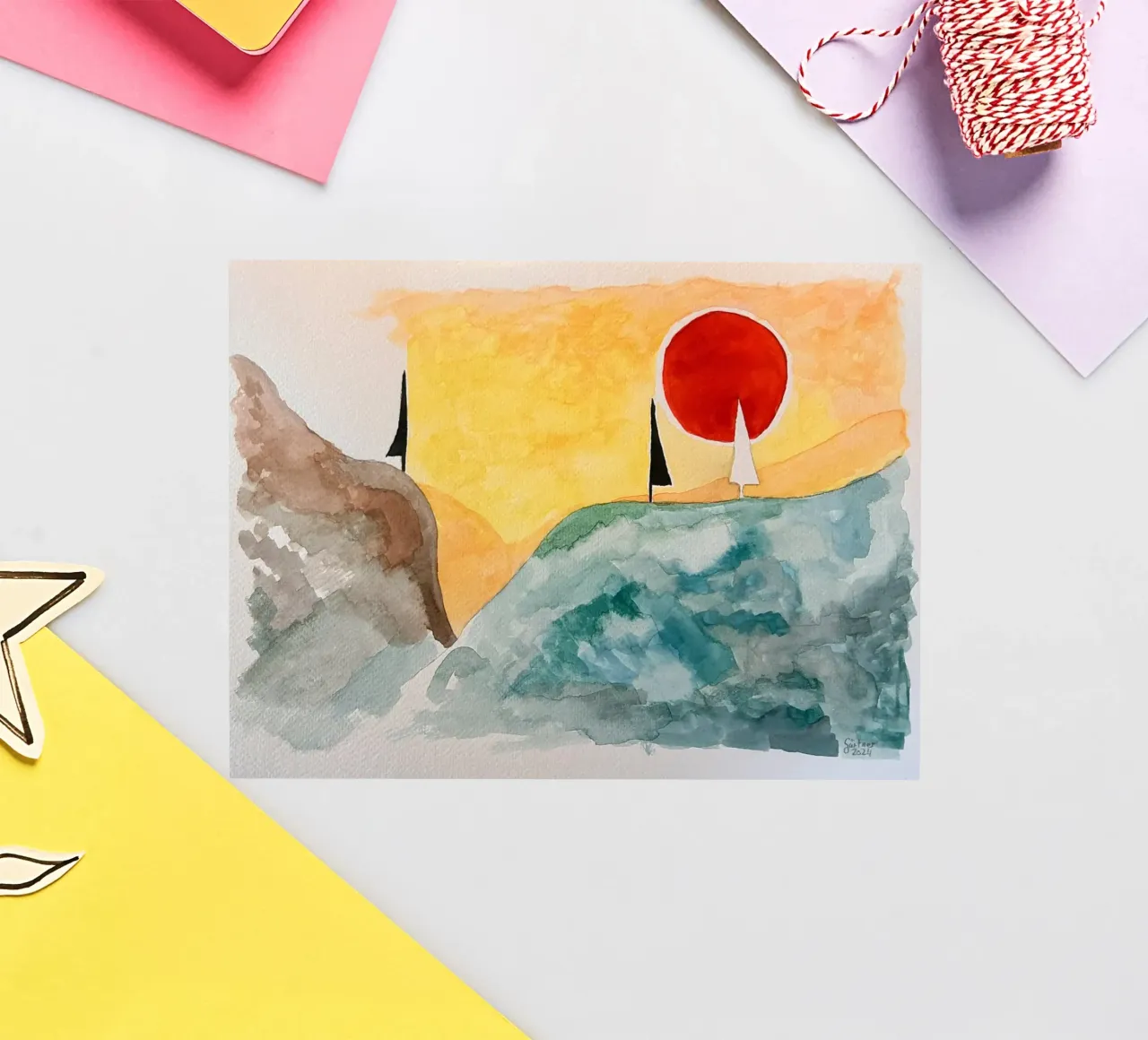 One and a half trees sticker by Leonhard Guertner ART