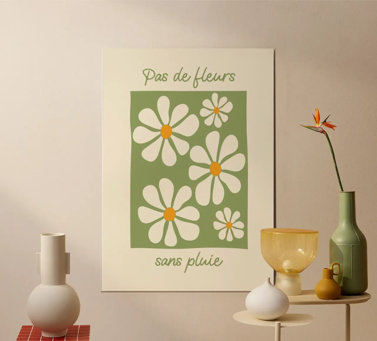 Illustration - Pas de fleurs sans pluie poster with plastic frame by Studio Luana