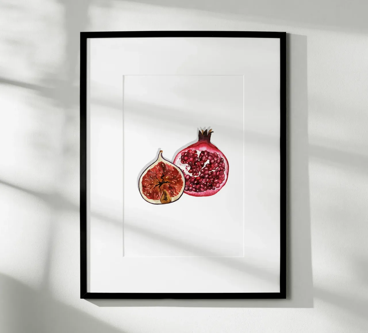 Juicy Fig And Pomegranate poster con telaio in alluminio da karenmenzenbach