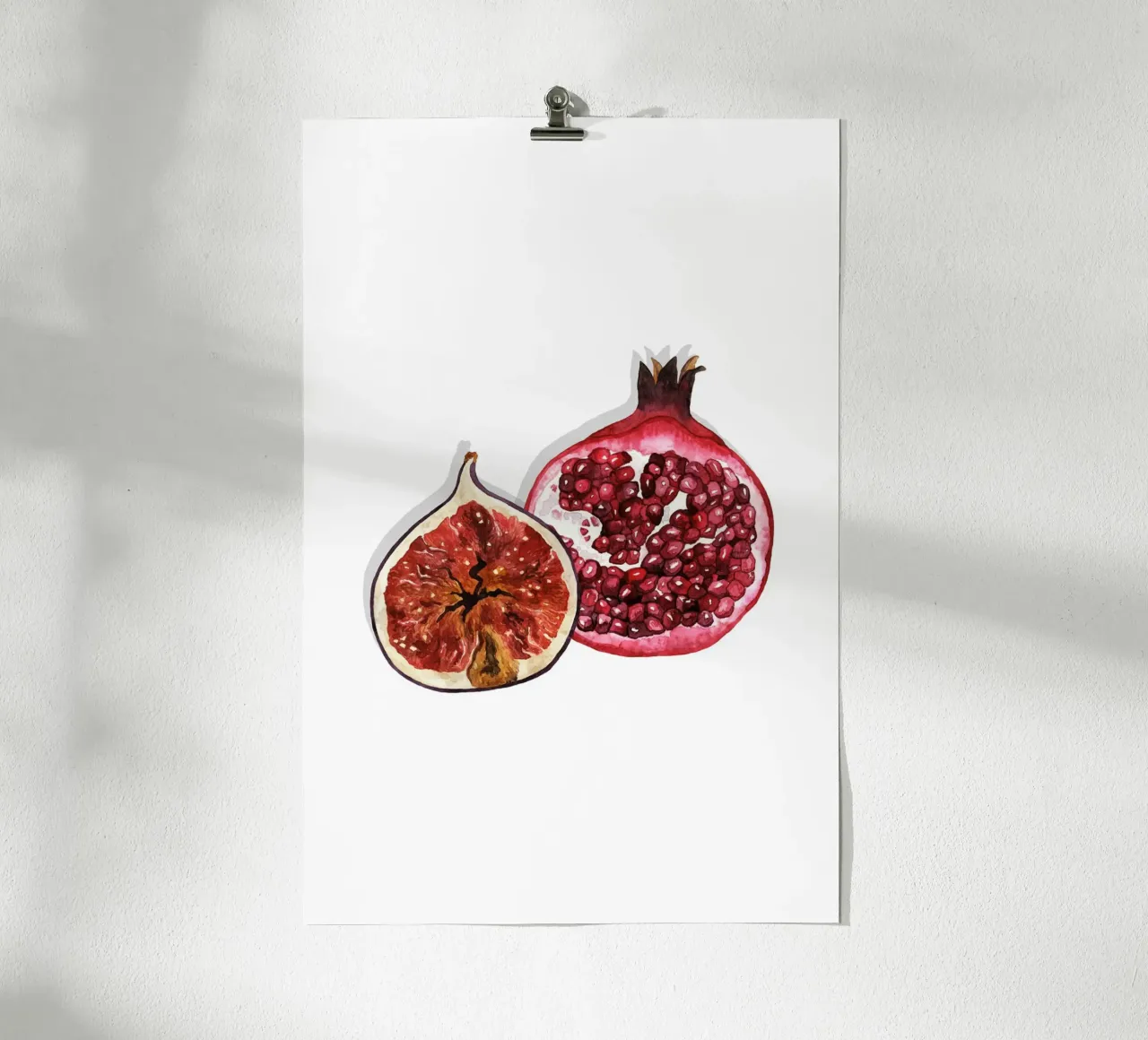Juicy Fig And Pomegranate poster con telaio in alluminio da karenmenzenbach