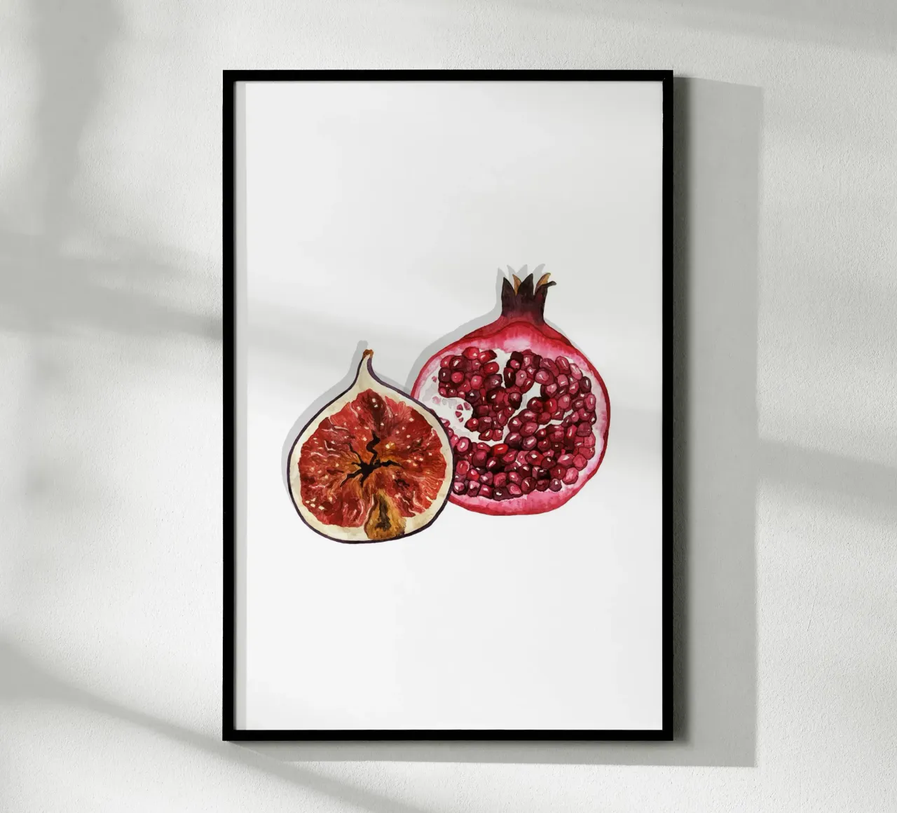 Juicy Fig And Pomegranate poster con telaio in alluminio da karenmenzenbach
