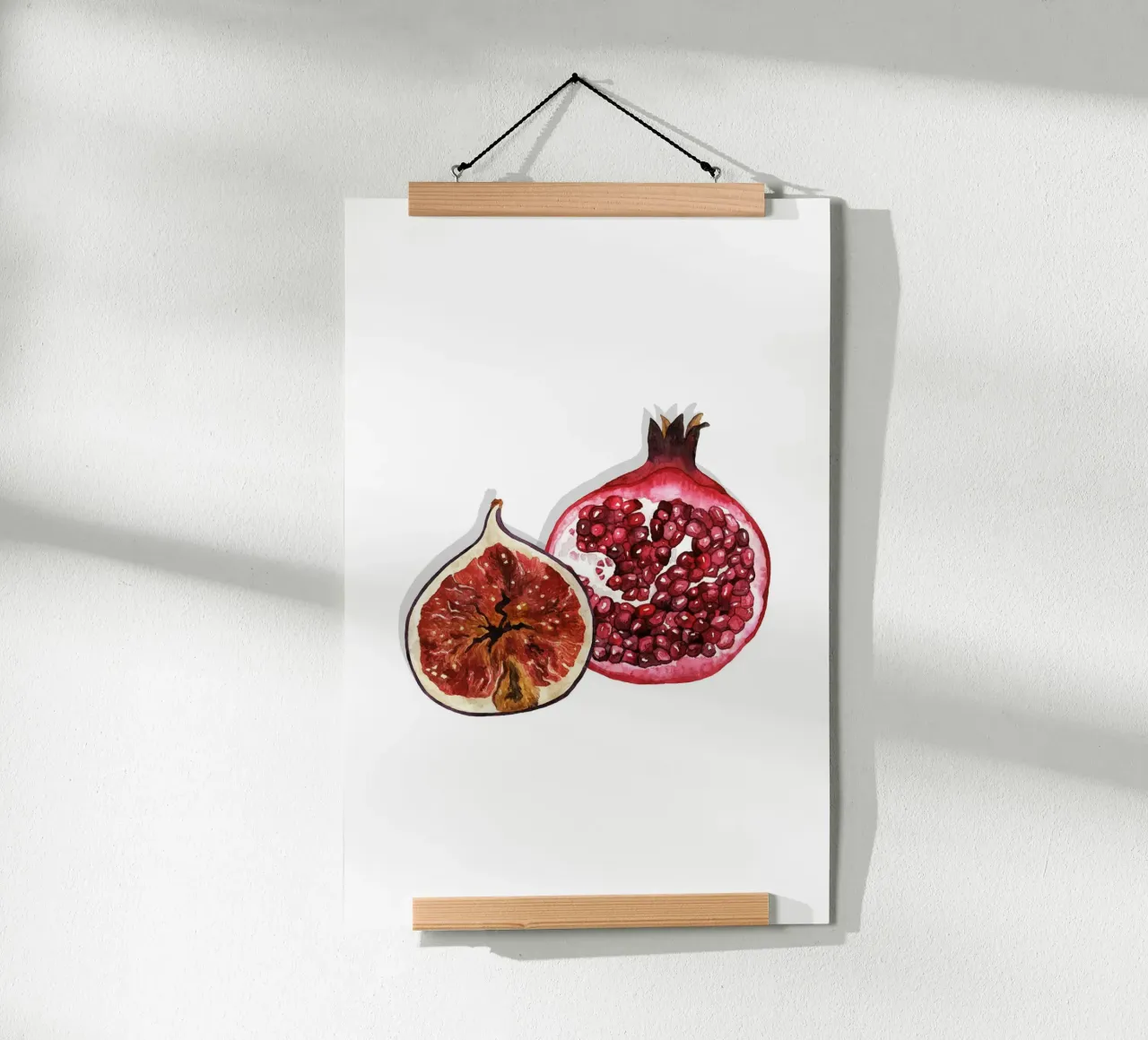 Juicy Fig And Pomegranate poster con telaio in alluminio da karenmenzenbach