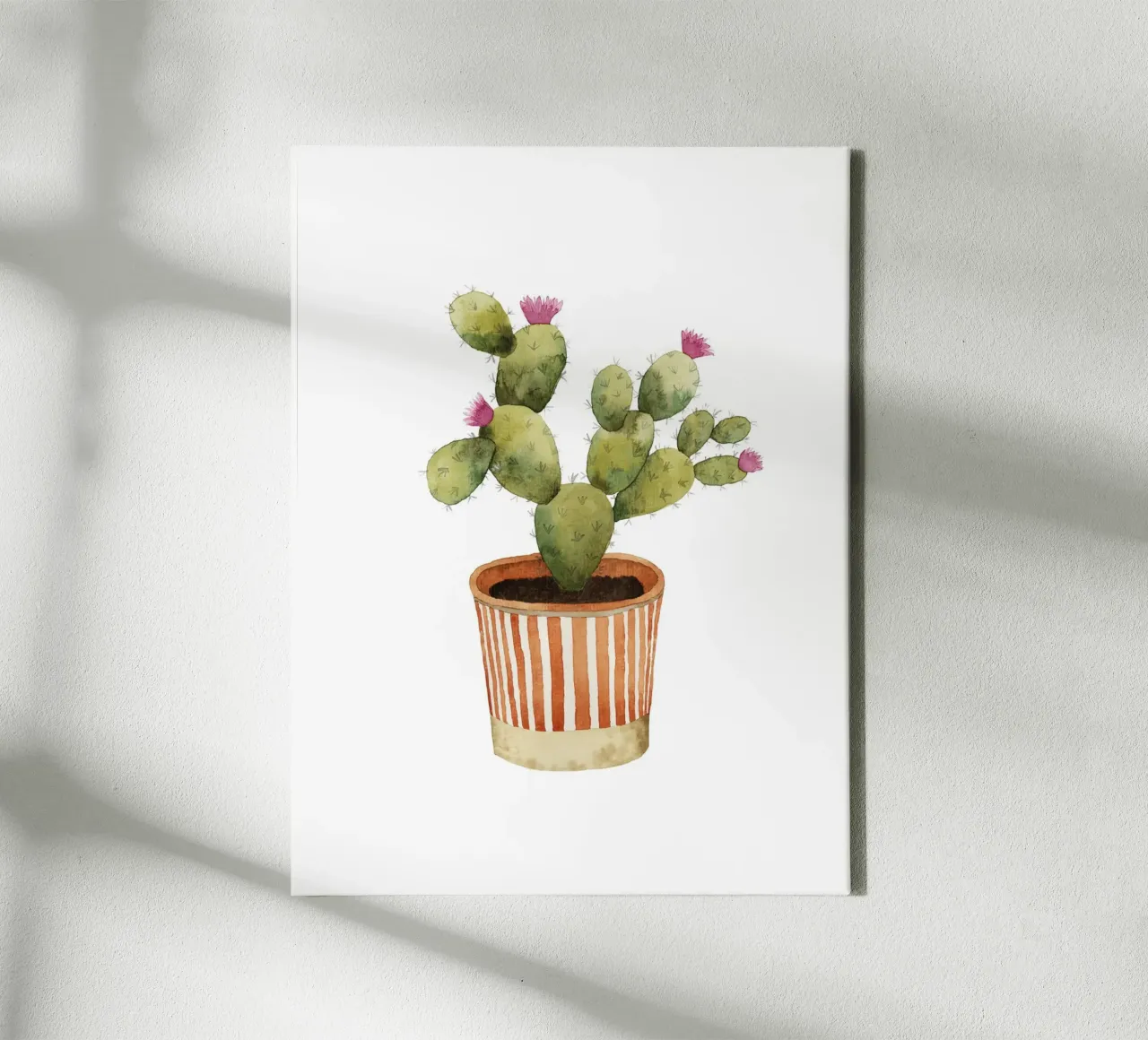 Blooming Potted Cactus canvas with Floater frame by karenmenzenbach