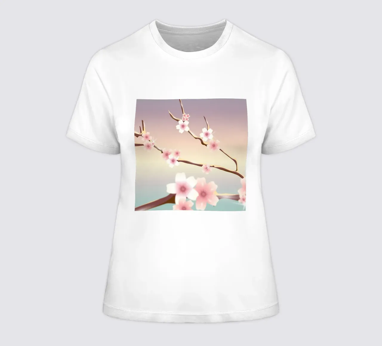 Ramas de cerezo en flor - Delicado motivo primaveral en colores pastel camiseta de mujer de namosh