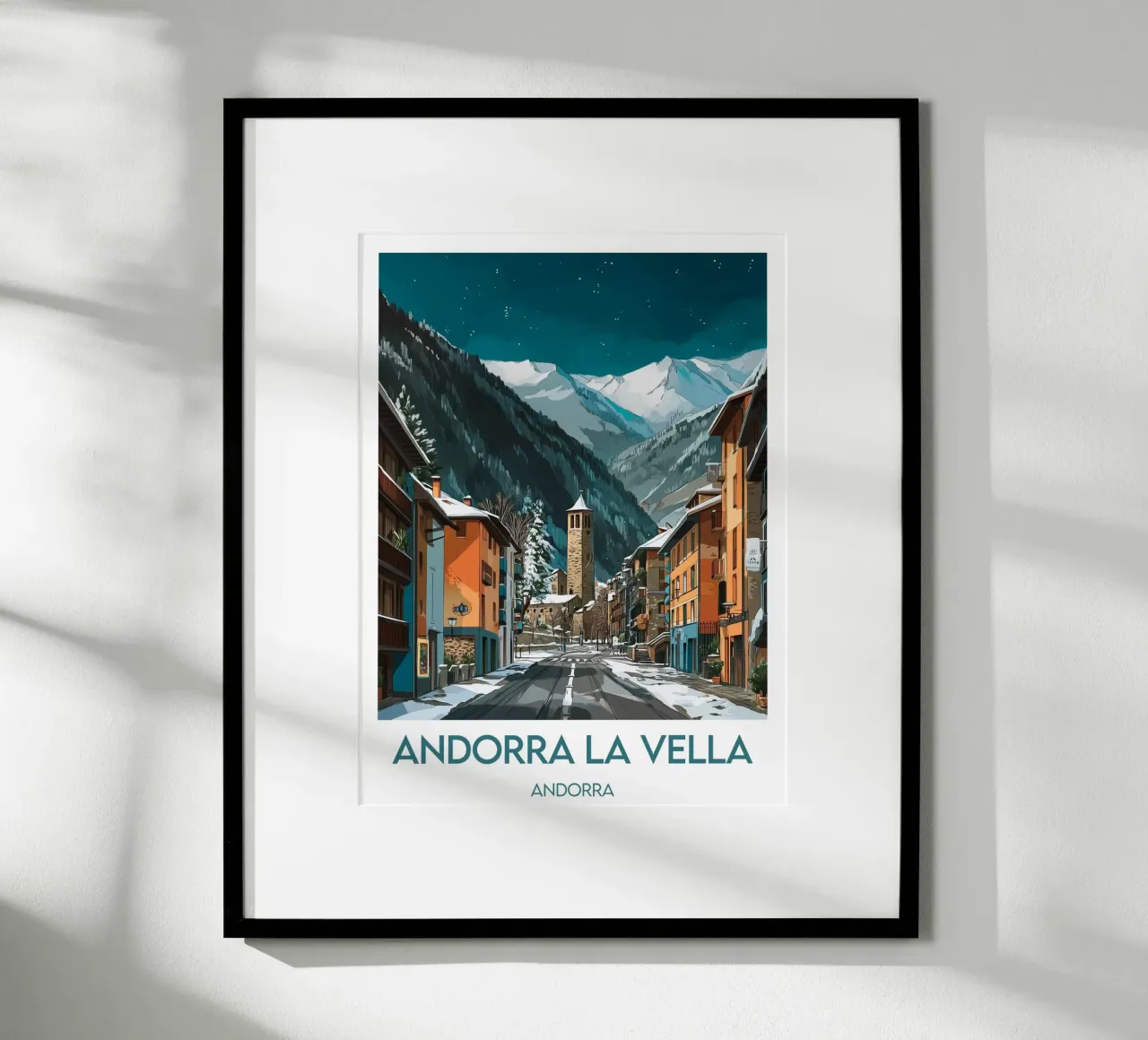 Affiche Andorra la Vella poster con telaio in legno da Frame the World