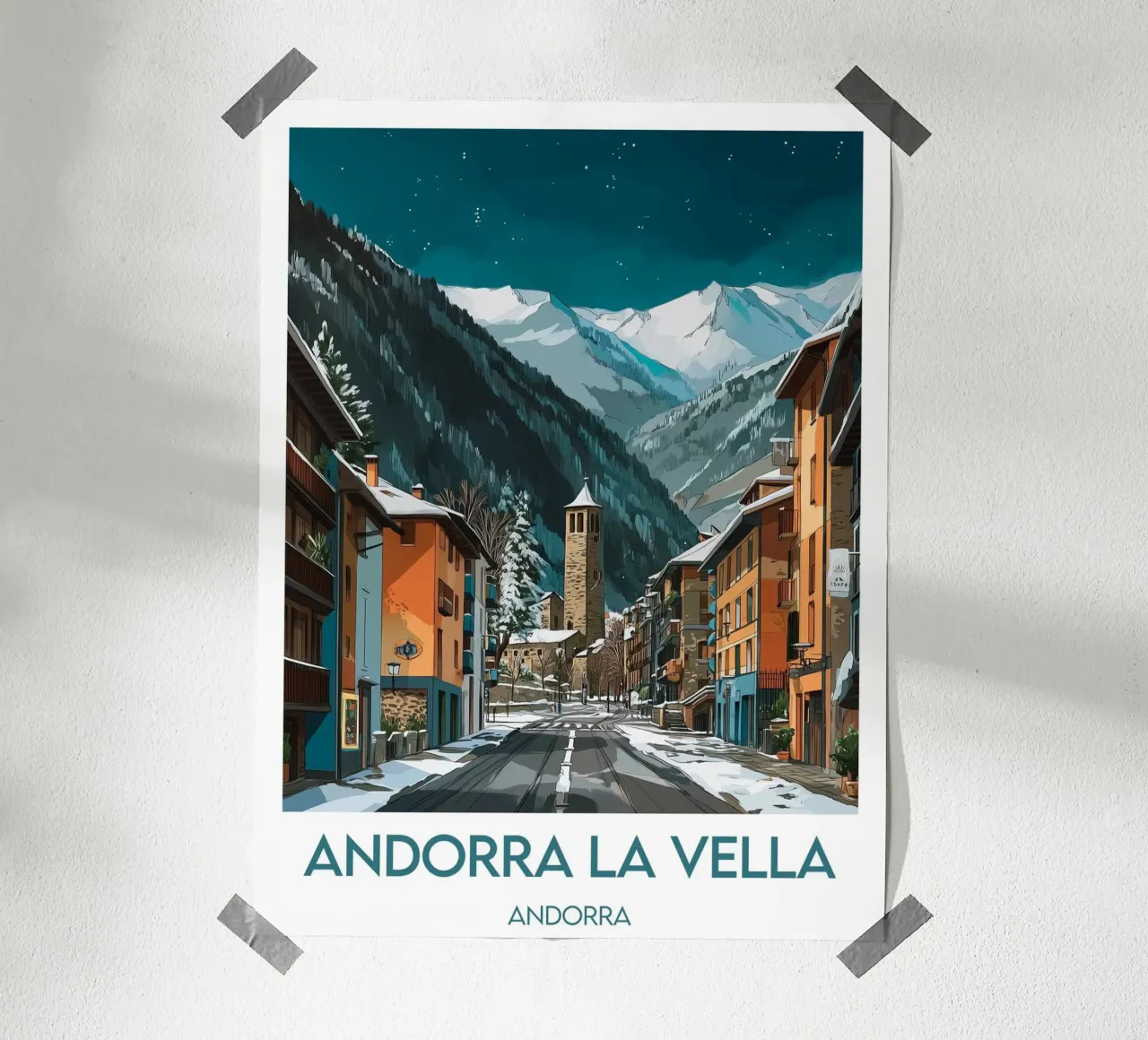 Affiche Andorra la Vella poster con telaio in legno da Frame the World