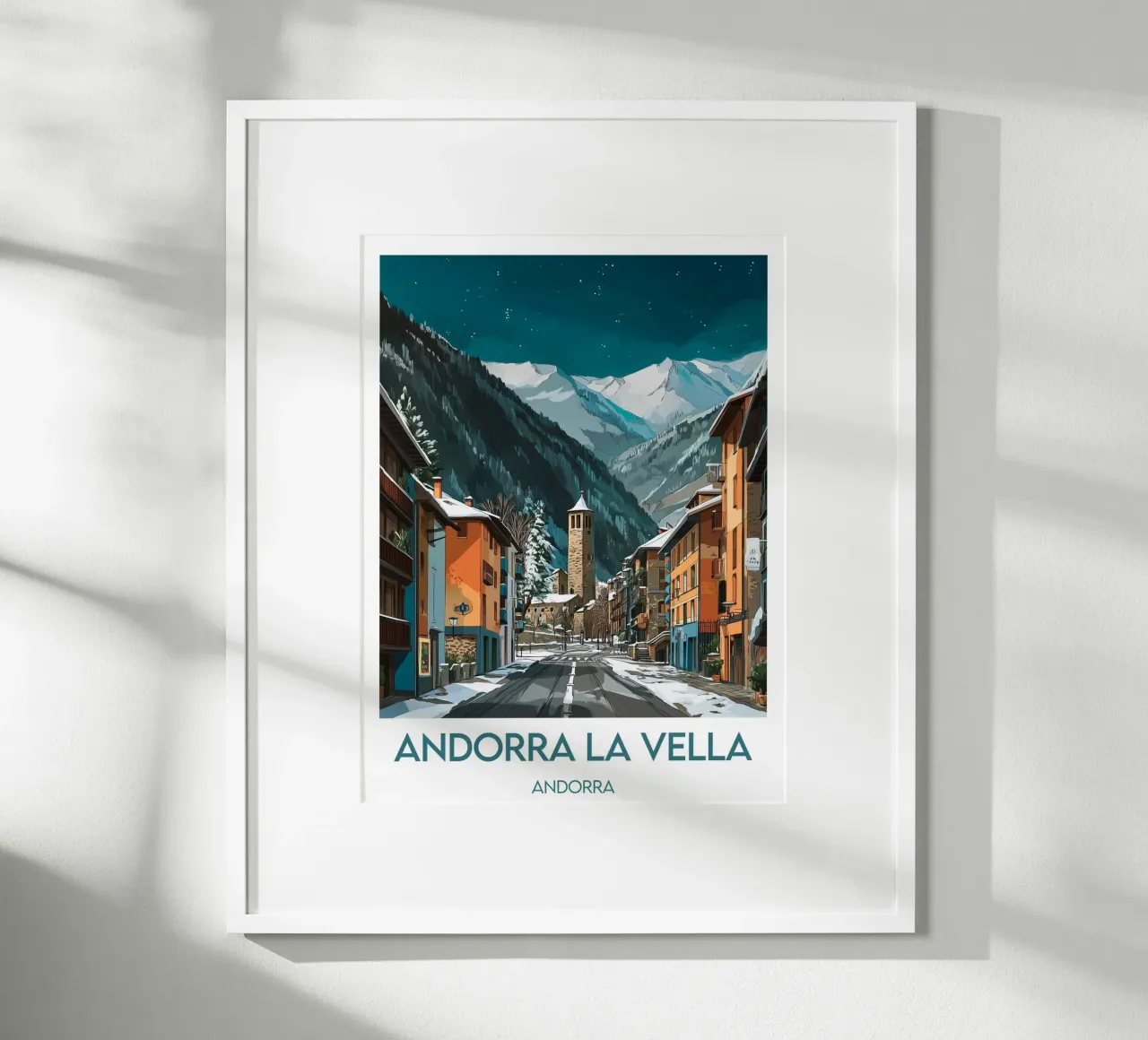 Affiche Andorra la Vella poster con telaio in legno da Frame the World