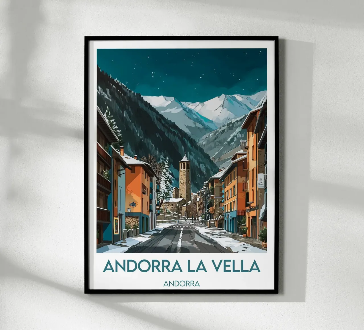 Affiche Andorra la Vella poster con telaio in legno da Frame the World