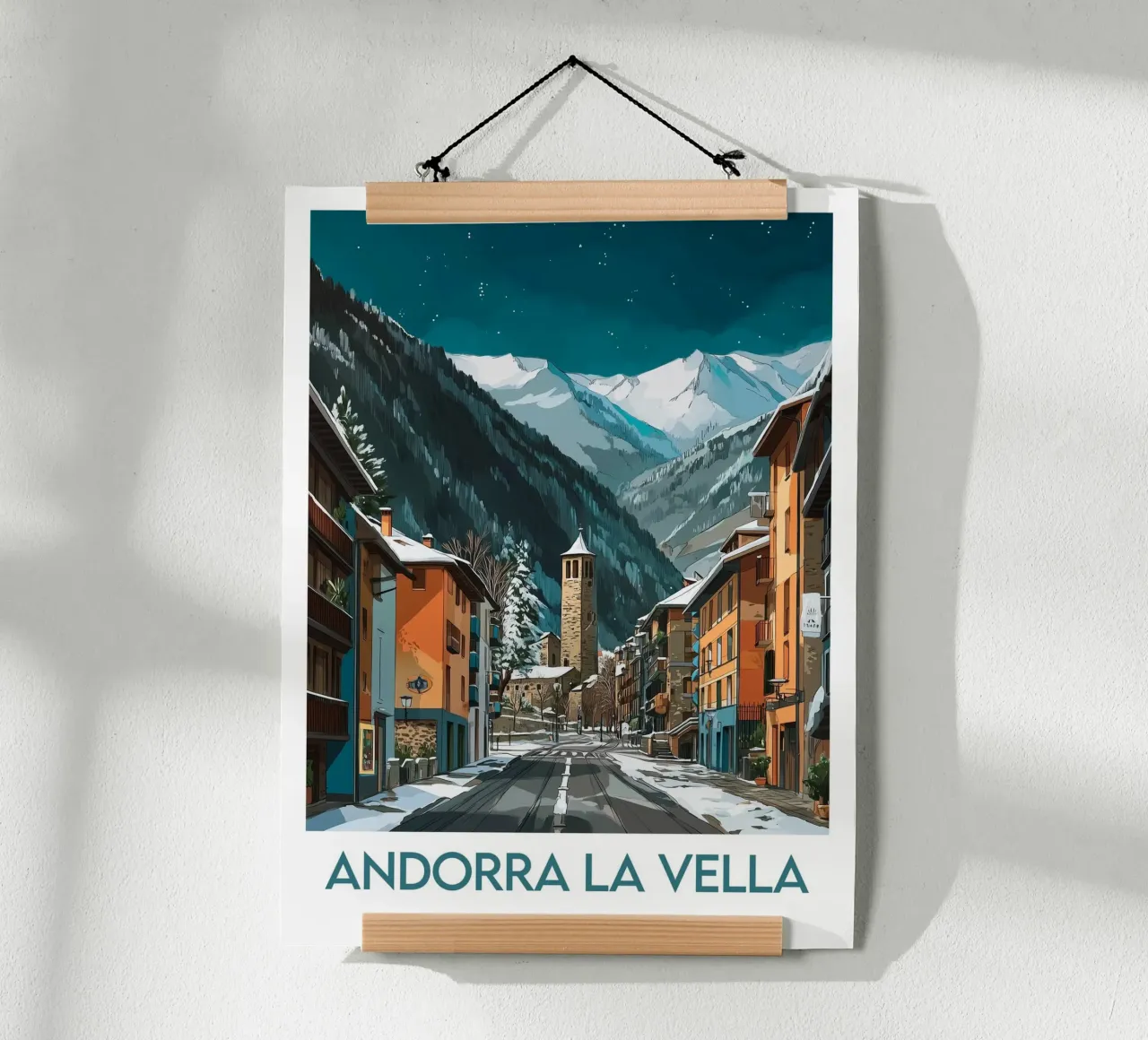 Affiche Andorra la Vella poster con telaio in legno da Frame the World
